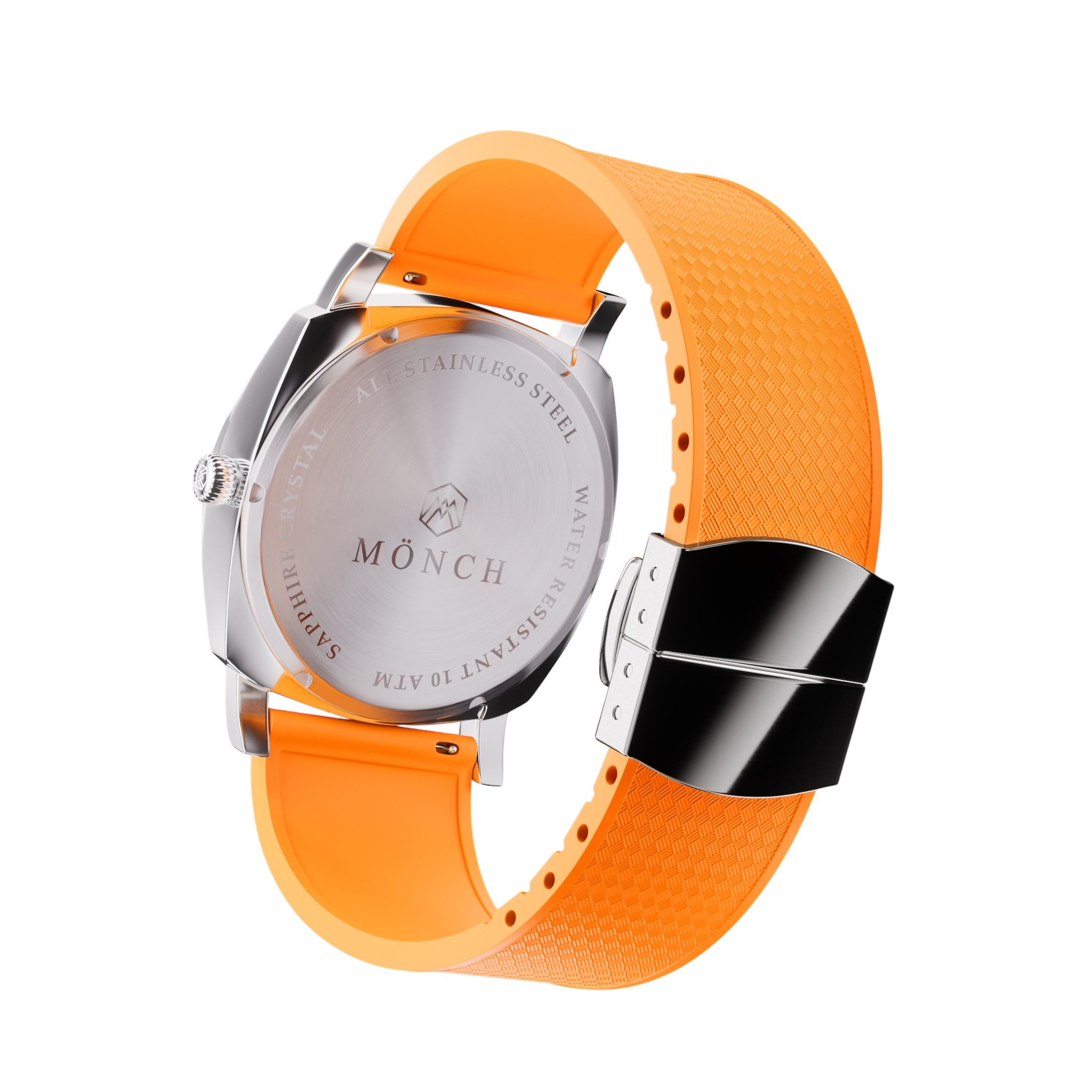 Timeless, Orange Rubber-Men's White Dial Watch - 40mm - 10ATM Water Resistant - MÖNCH