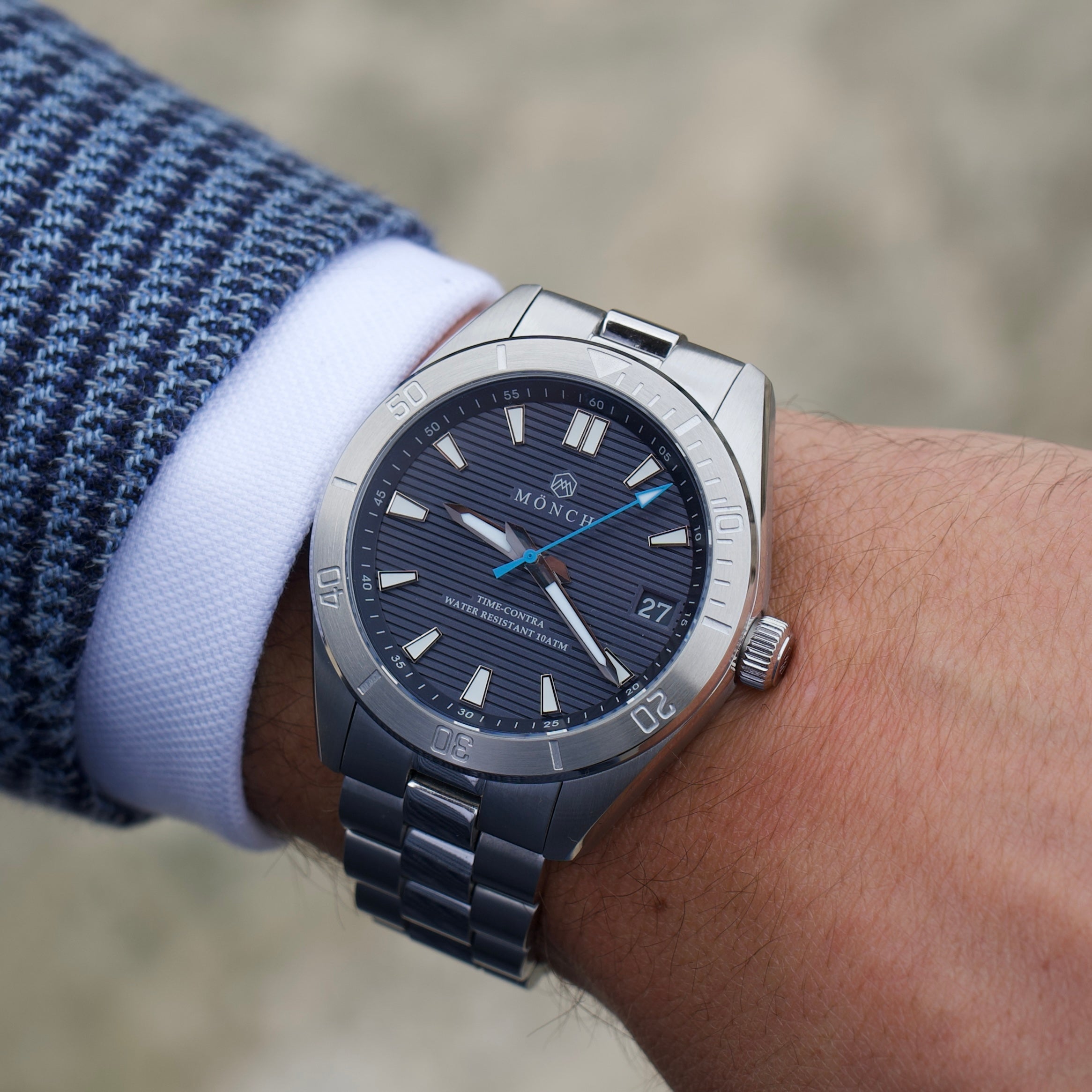 Time-Contra, Deep Blue-Men's 41mm Watch - 10ATM Water Resistant - Stainless Steel - MÖNCH