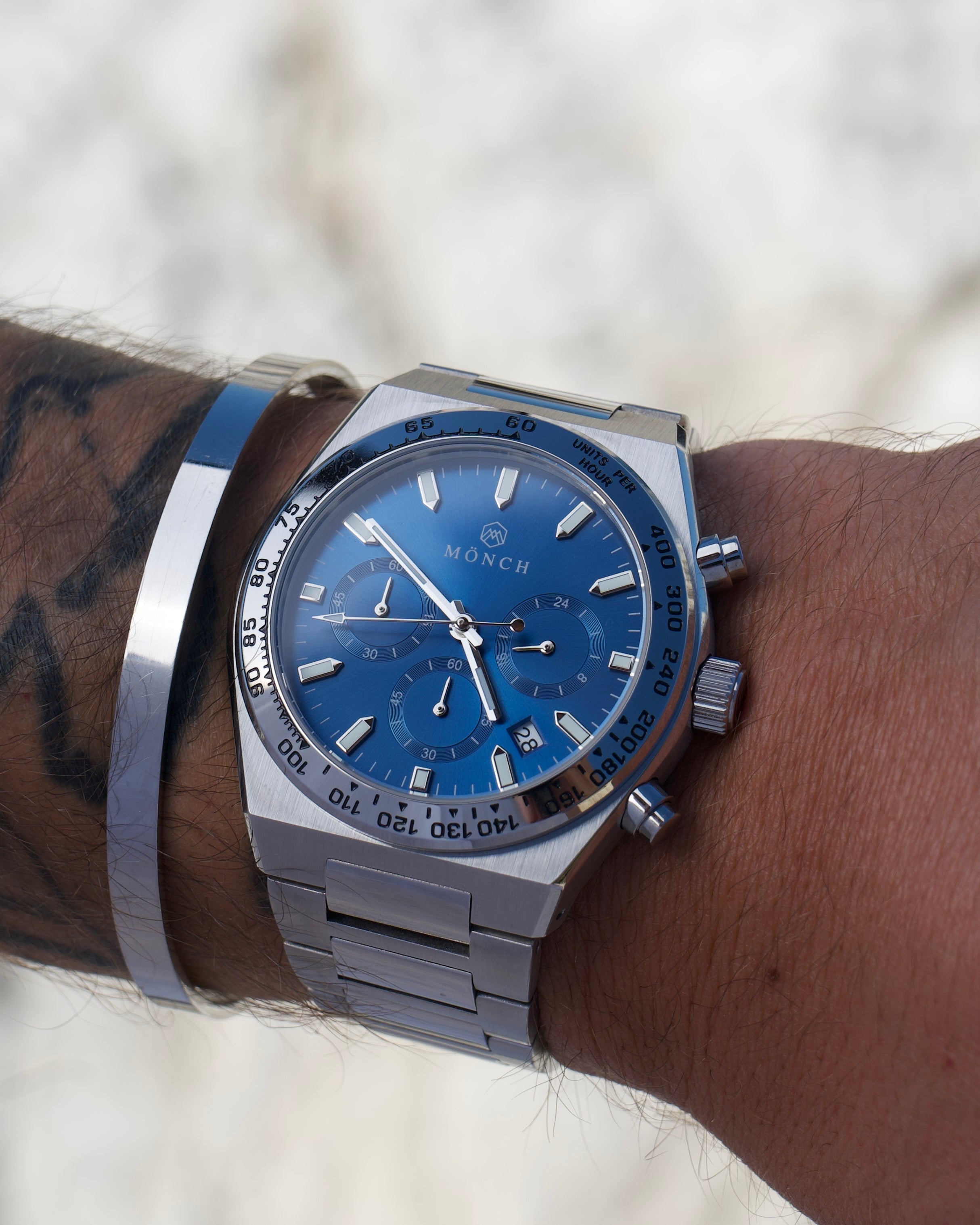 Time-Master, Royal Blue-Men's Watch - 42mm - 5ATM Water Resistant - Chronograph - Stainless Steel -MÖNCH
