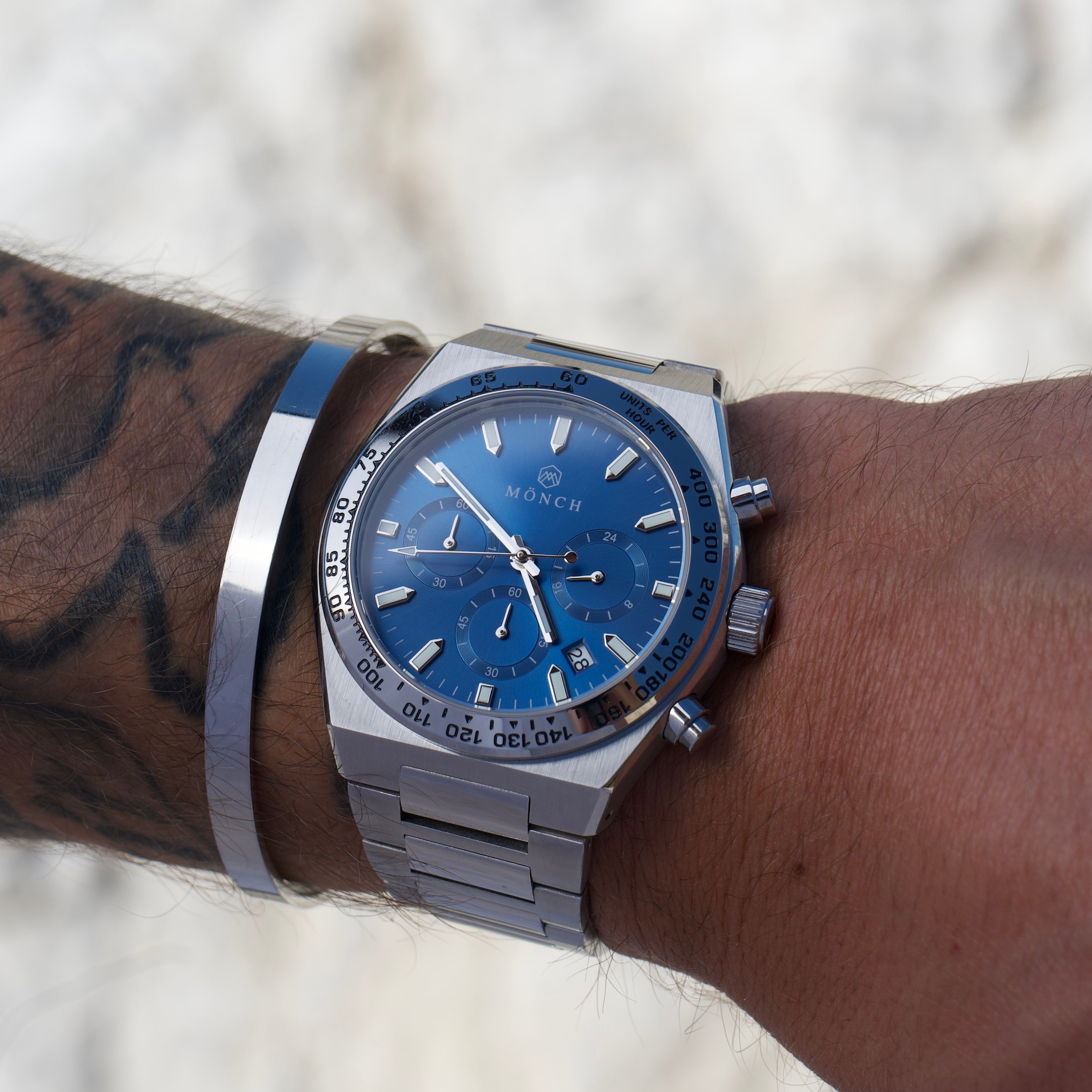 Time-Master, Royal Blue-Men's Watch - 42mm - 5ATM Water Resistant - Chronograph - Stainless Steel -MÖNCH