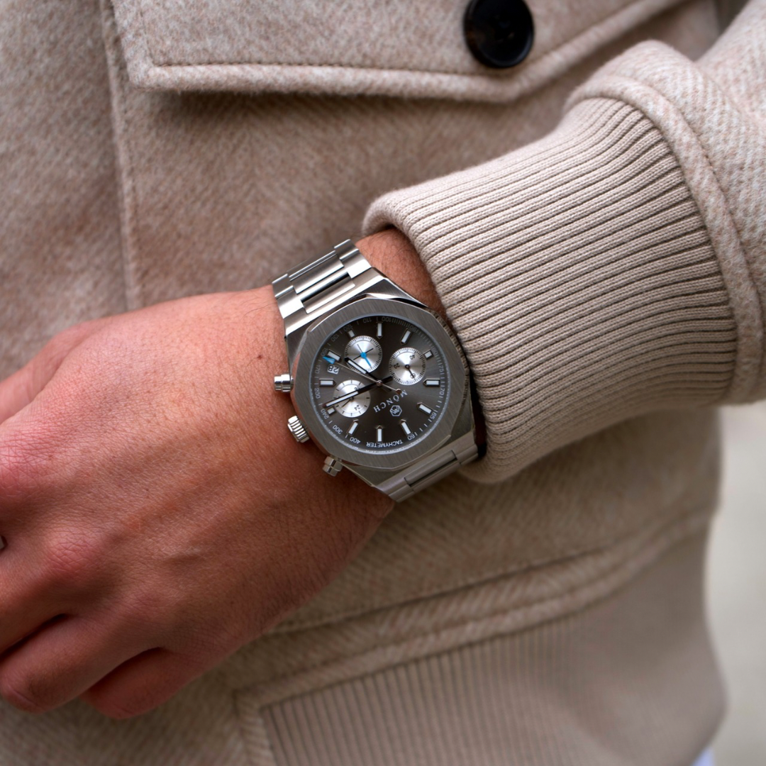 TIME-CAPTURE, GRAPHITE-Men's Chronograph Watch - 42mm - 5ATM Water Resistant - Stainless Steel - MÖNCH