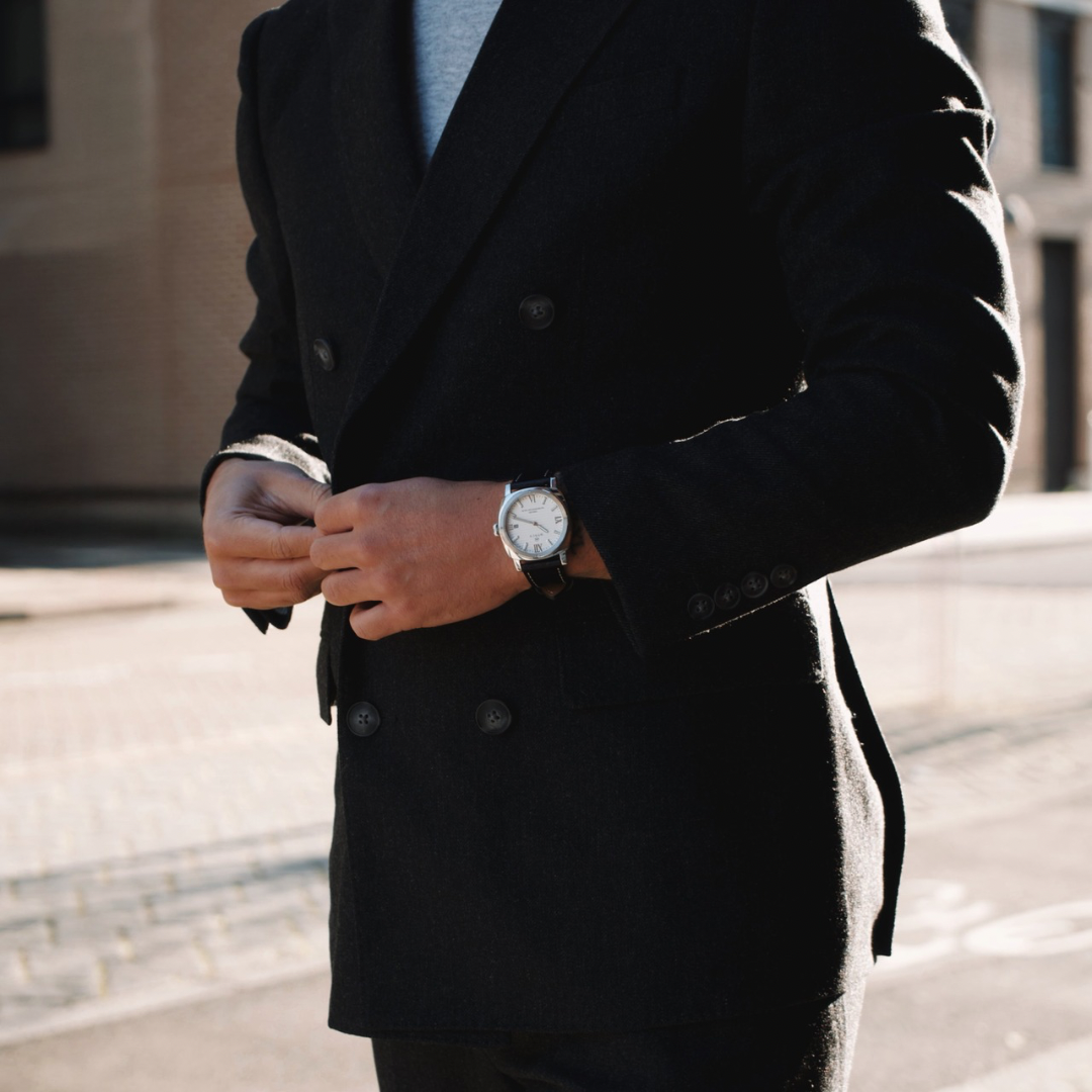Timeless, Black Leather-Men's White Dial Watch - 40mm - 10ATM Water Resistant - MÖNCH