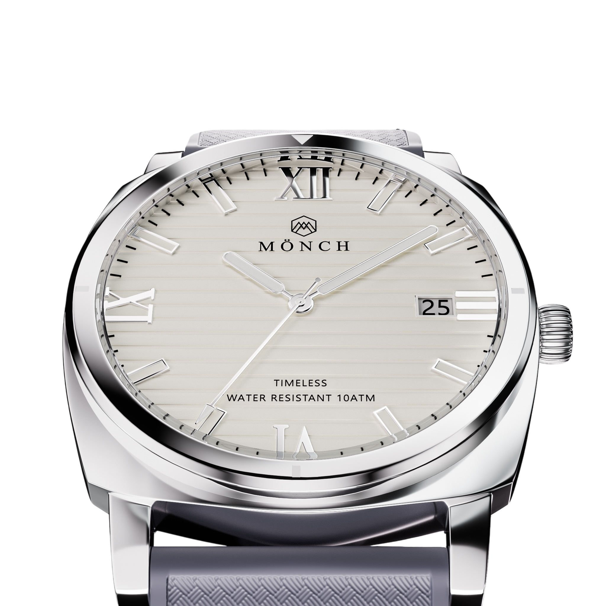 Timeless, Grey Rubber-Men's White Dial Watch - 40mm - 10ATM Water Resistant - MÖNCH