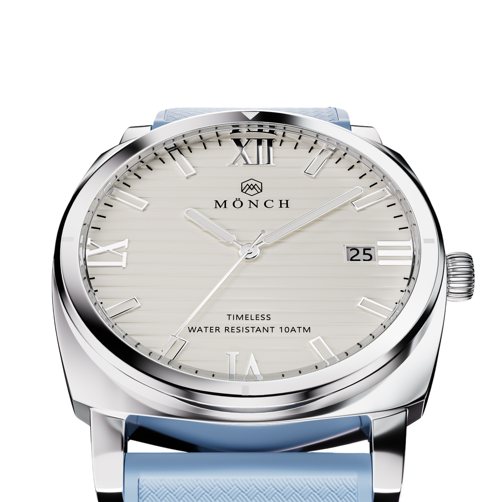 Timeless, Blue Rubber-Men's White Dial Watch - 40mm - 10ATM Water Resistant - MÖNCH