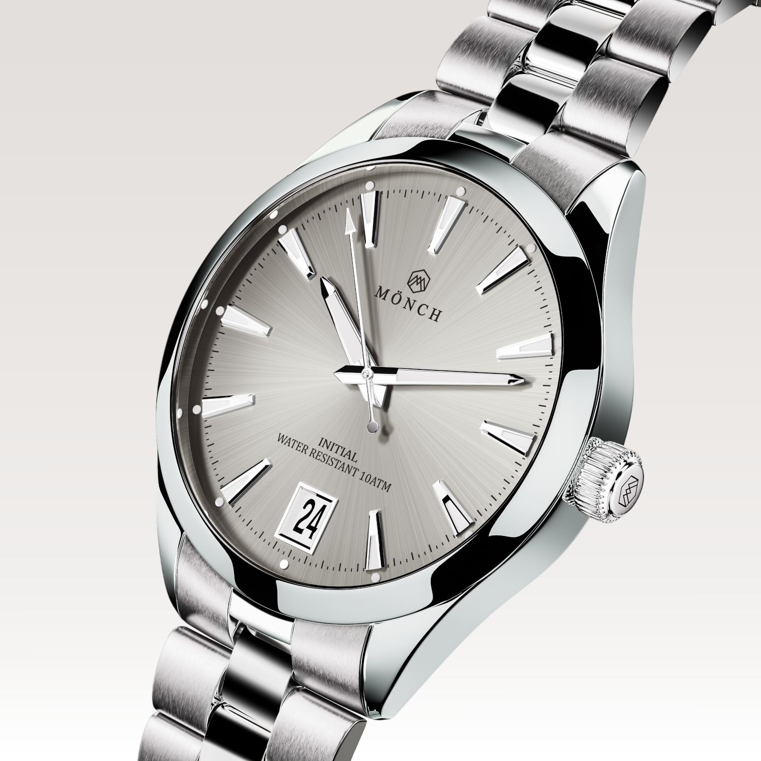 INITIAL, ASH-Men's 40mm Dial - 10ATM Water Resistant - Date - Stainless Steel - MÖNCH