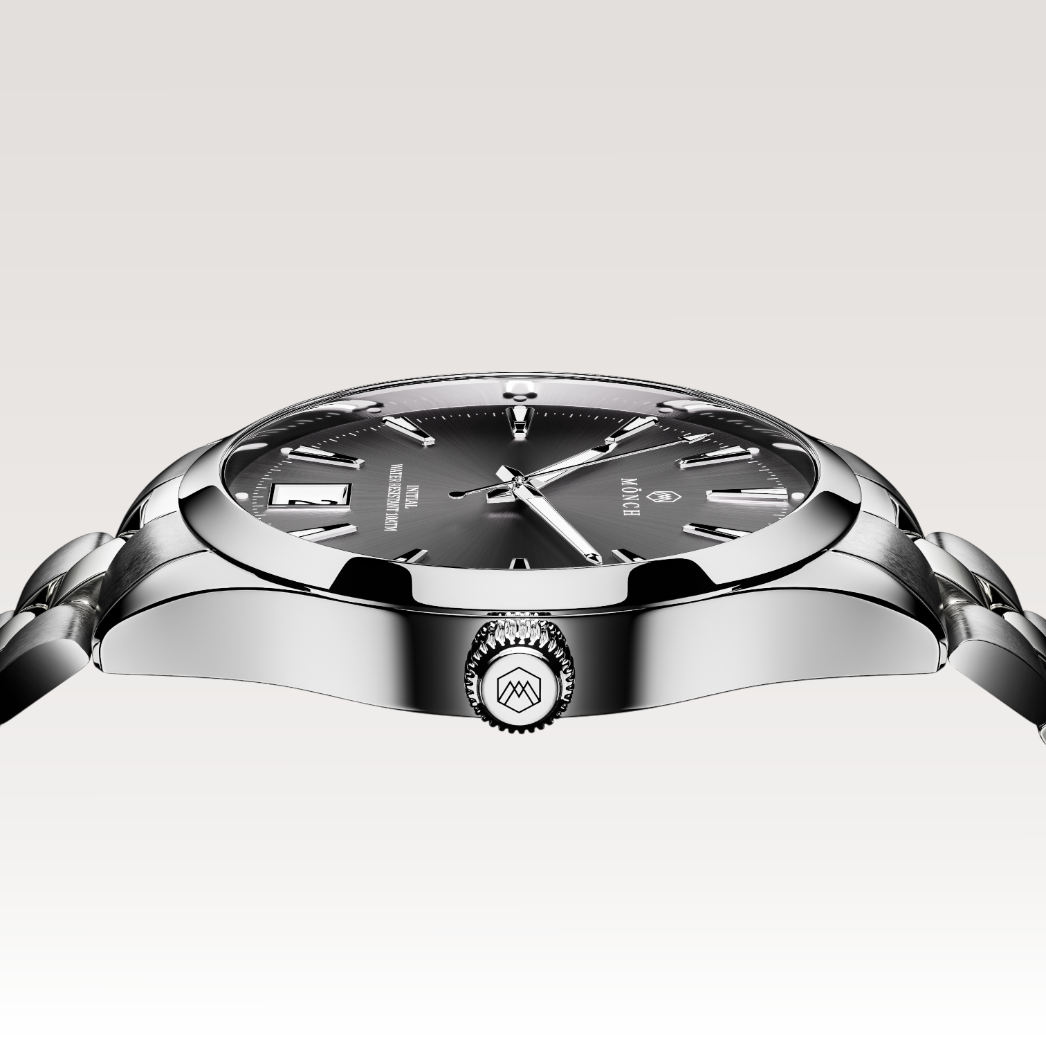 INITIAL, NOIR-Men's 40mm Dial - 10ATM Water Resistant - Date - Stainless Steel - MÖNCH