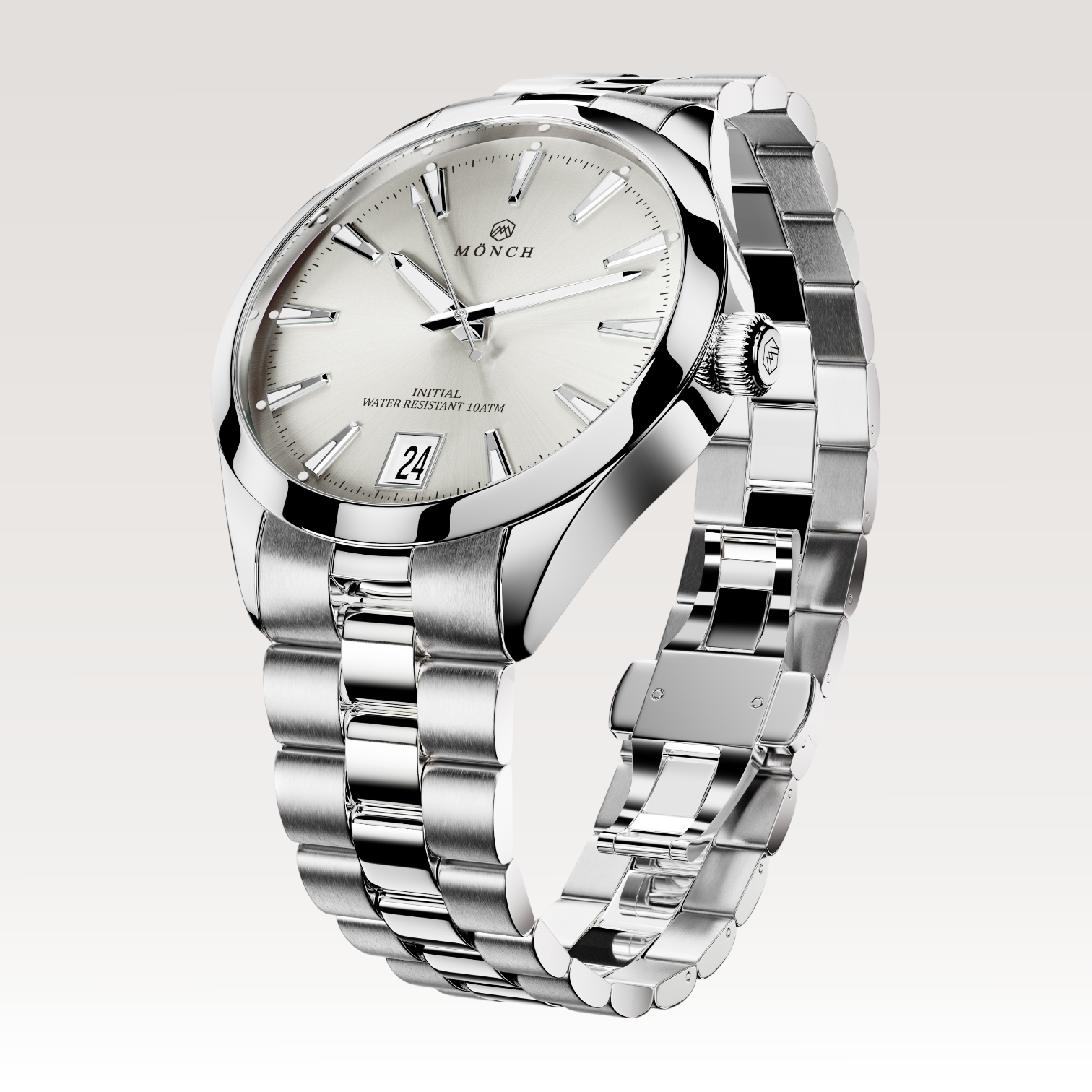 INITIAL, ASH-Men's 40mm Dial - 10ATM Water Resistant - Date - Stainless Steel - MÖNCH