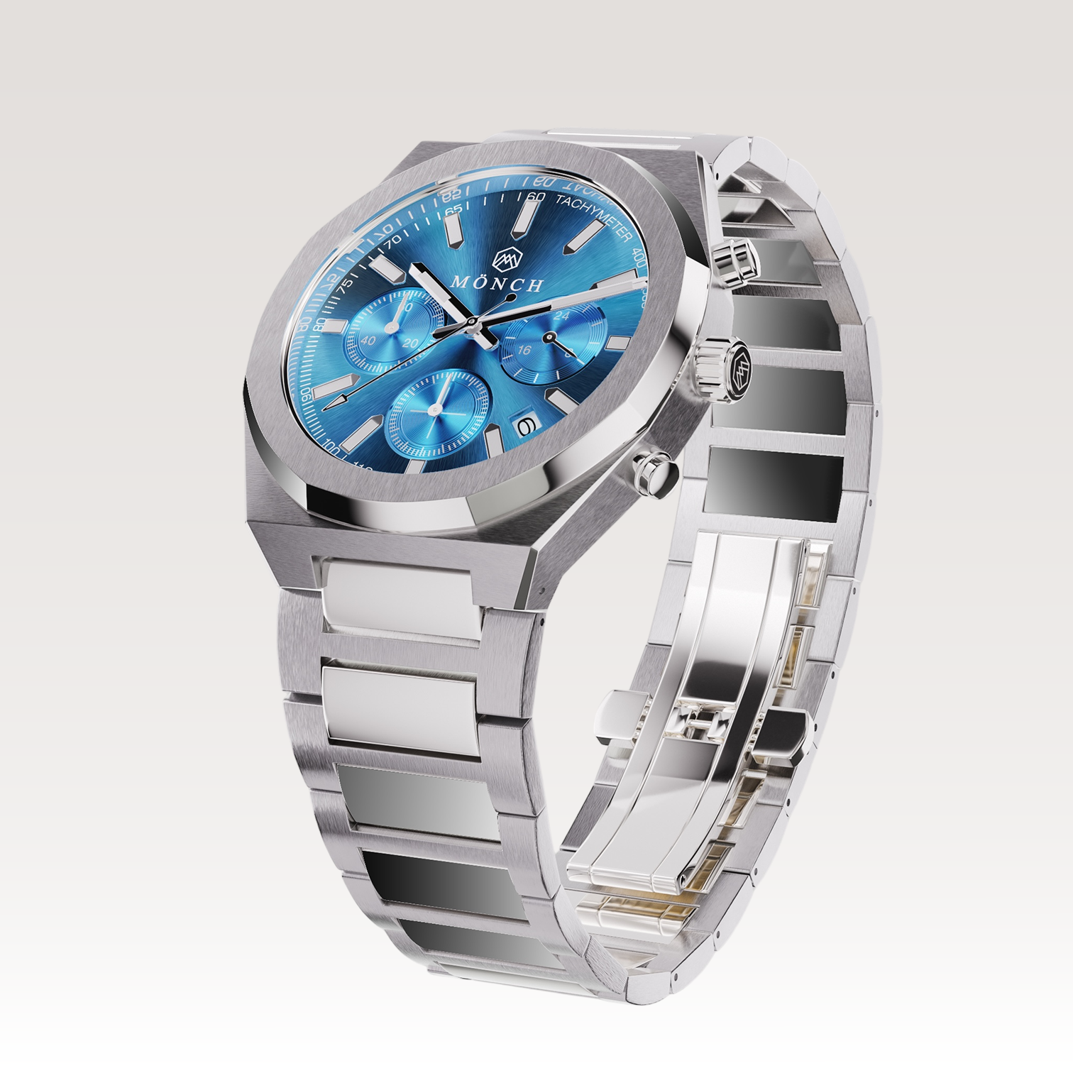 TIME-CAPTURE, ROYAL BLUE-Men's Chronograph Watch - 42mm - 5ATM Water Resistant - Stainless Steel - MÖNCH
