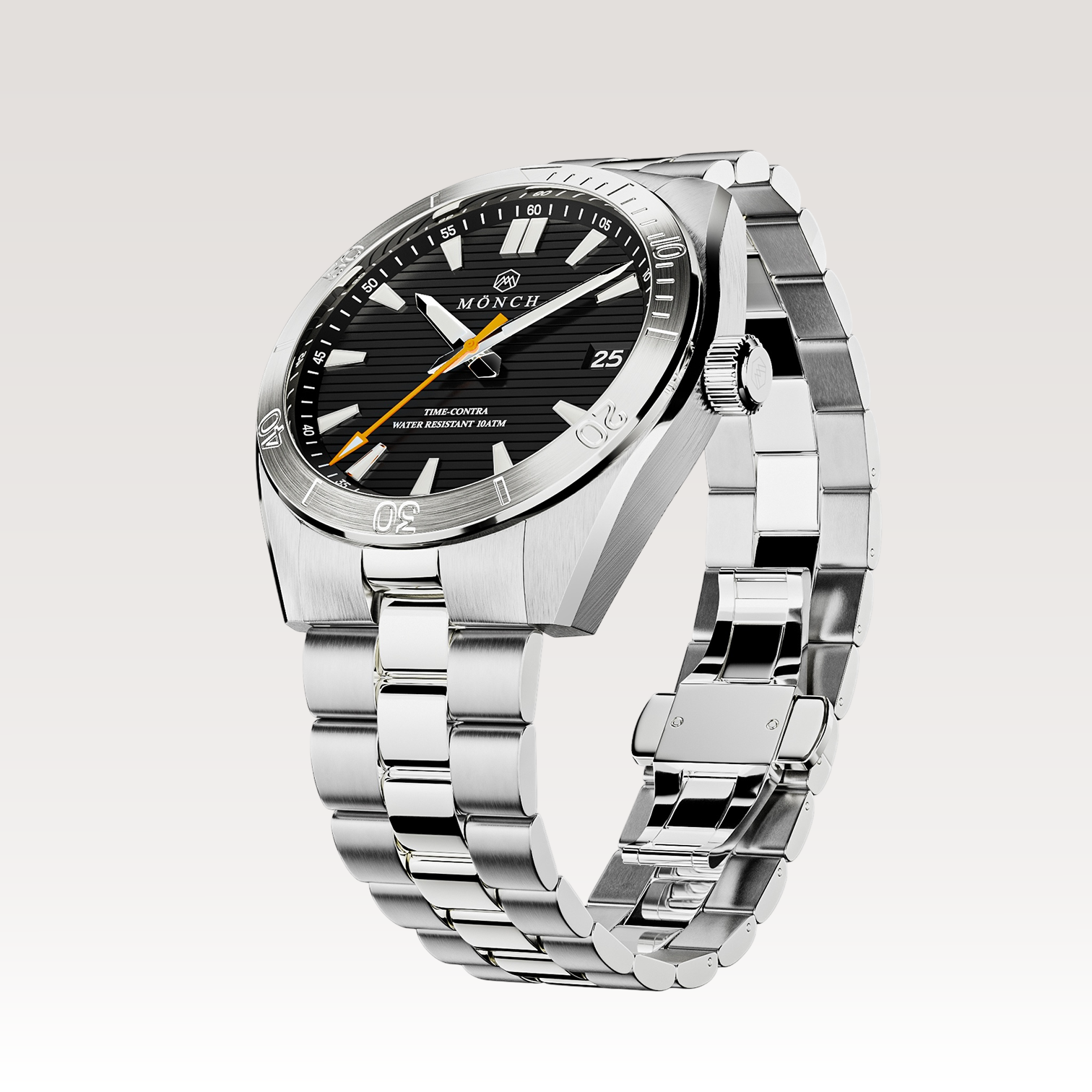 Time-Contra, Noir-Men's 41mm Watch - 10ATM Water Resistant - Stainless Steel - MÖNCH