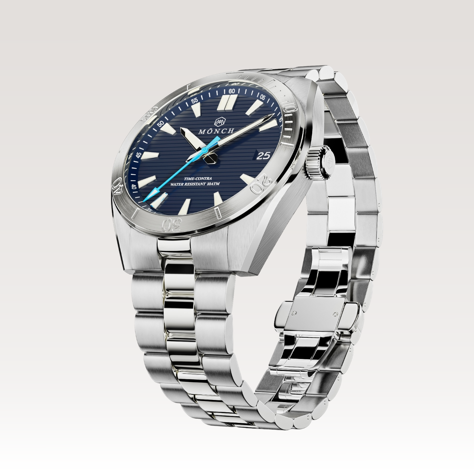 Time-Contra, Deep Blue-Men's 41mm Watch - 10ATM Water Resistant - Stainless Steel - MÖNCH
