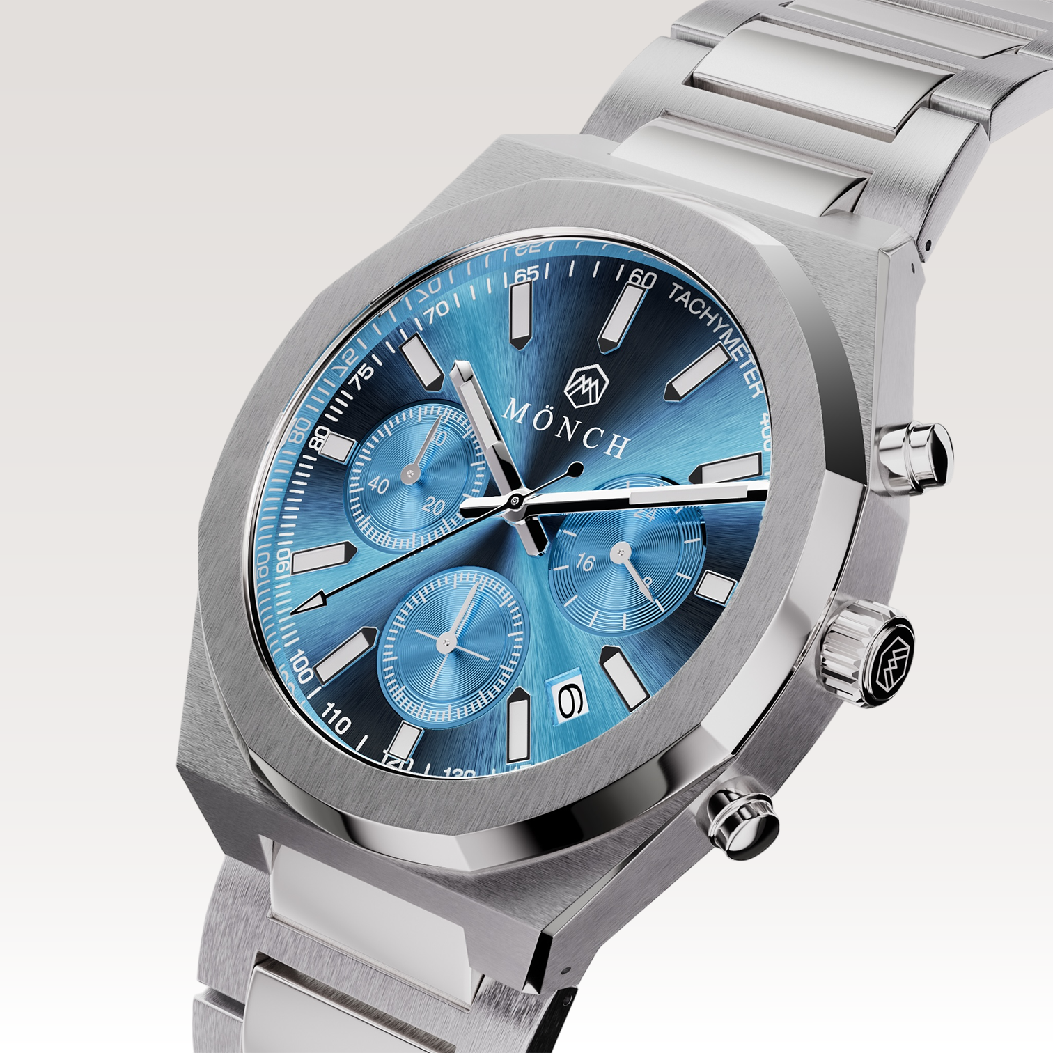 TIME-CAPTURE, ROYAL BLUE-Men's Chronograph Watch - 42mm - 5ATM Water Resistant - Stainless Steel - MÖNCH