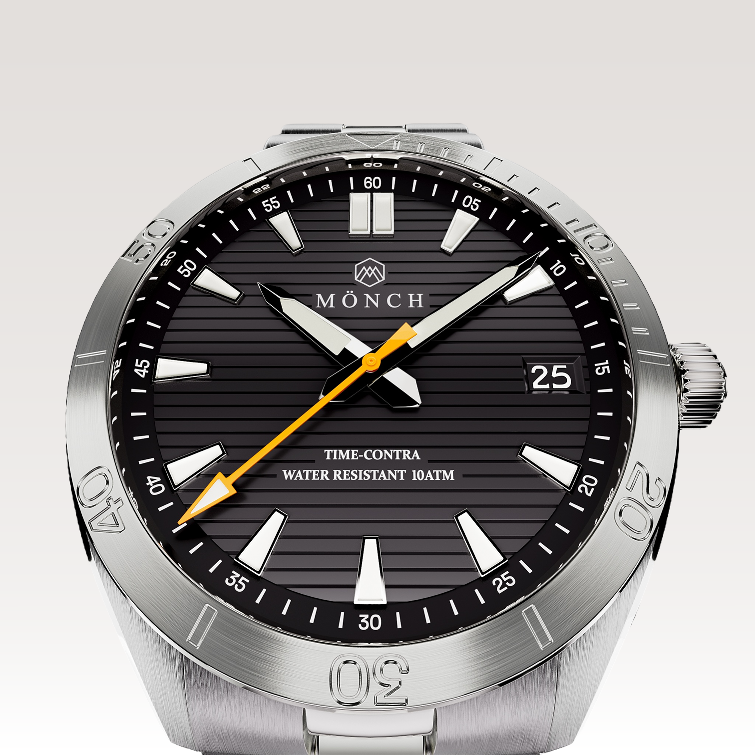 Time-Contra, Noir-Men's 41mm Watch - 10ATM Water Resistant - Stainless Steel - MÖNCH