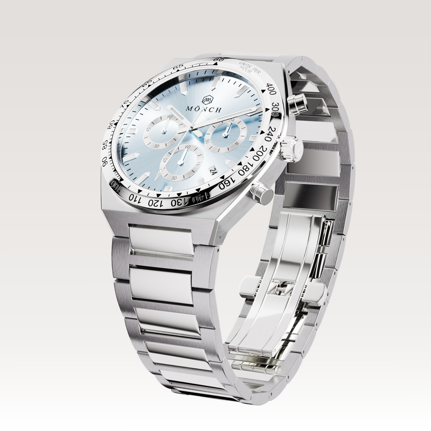 TIME-MASTER, ARCTIC-Men's Watch - 42mm - 5ATM Water Resistant - Chronograph - Stainless Steel -MÖNCH