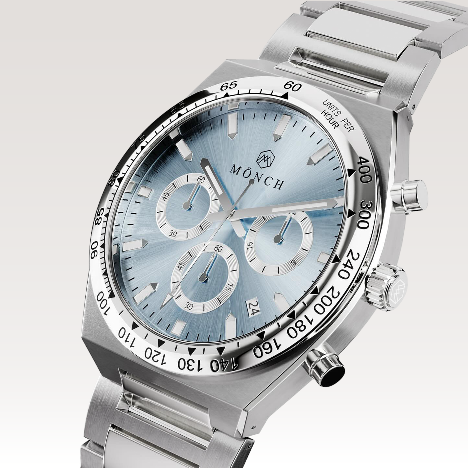 TIME-MASTER, ARCTIC-Men's Watch - 42mm - 5ATM Water Resistant - Chronograph - Stainless Steel -MÖNCH