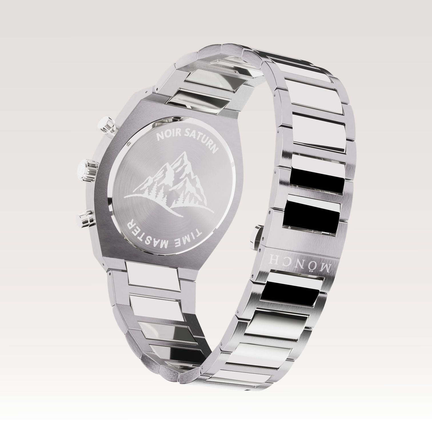 TIME-MASTER, NOIR-Men's Watch - 42mm - 5ATM Water Resistant - Chronograph - Stainless Steel -MÖNCH