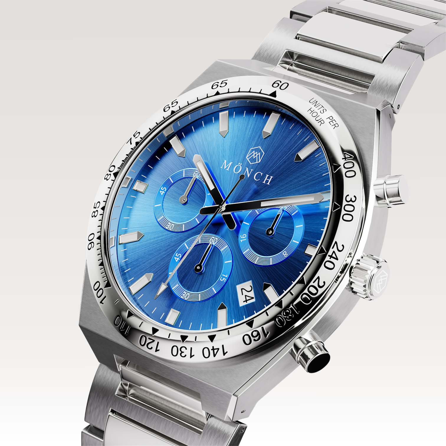 Time-Master, Royal Blue-Men's Watch - 42mm - 5ATM Water Resistant - Chronograph - Stainless Steel -MÖNCH