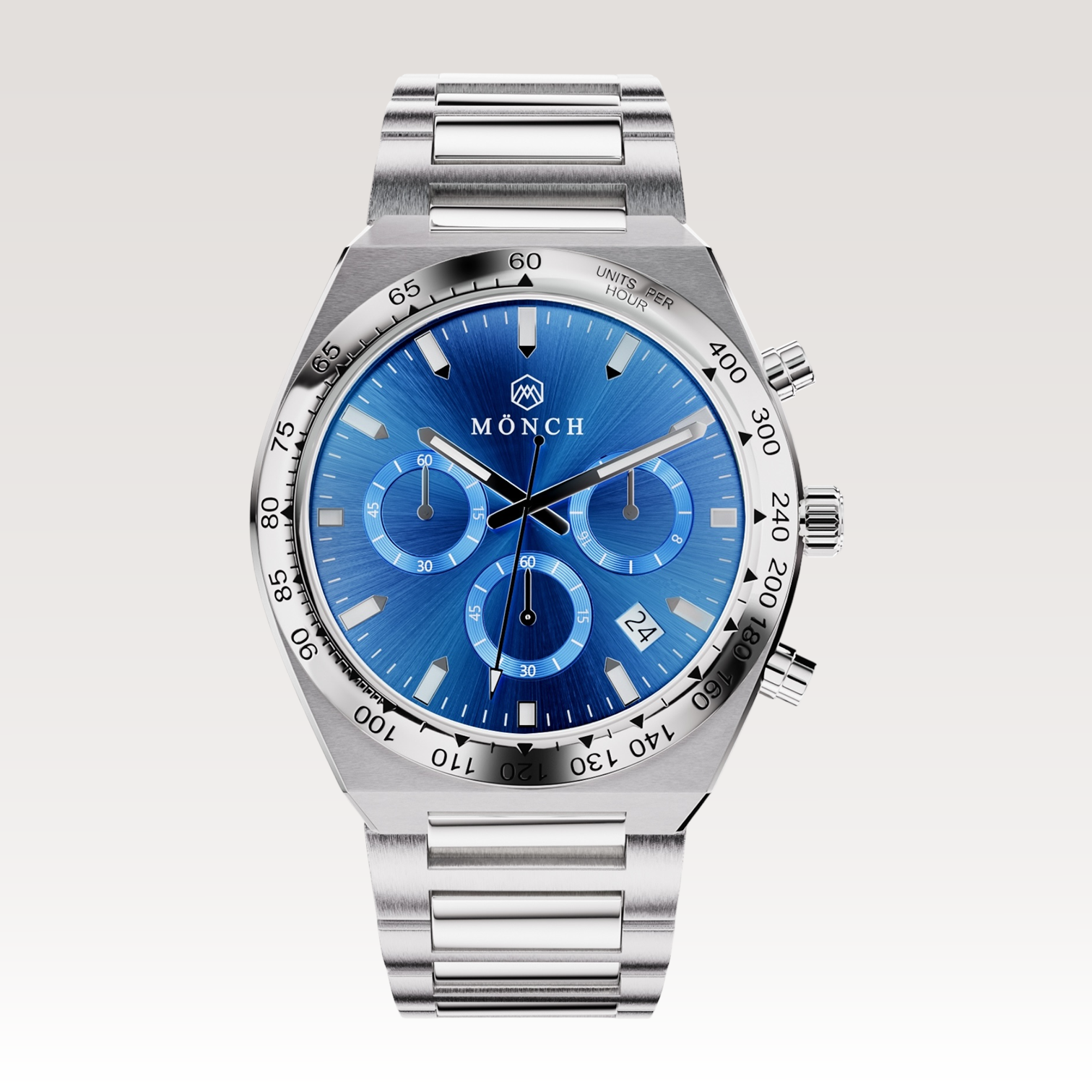 Time-Master, Royal Blue-Men's Watch - 42mm - 5ATM Water Resistant - Chronograph - Stainless Steel -MÖNCH