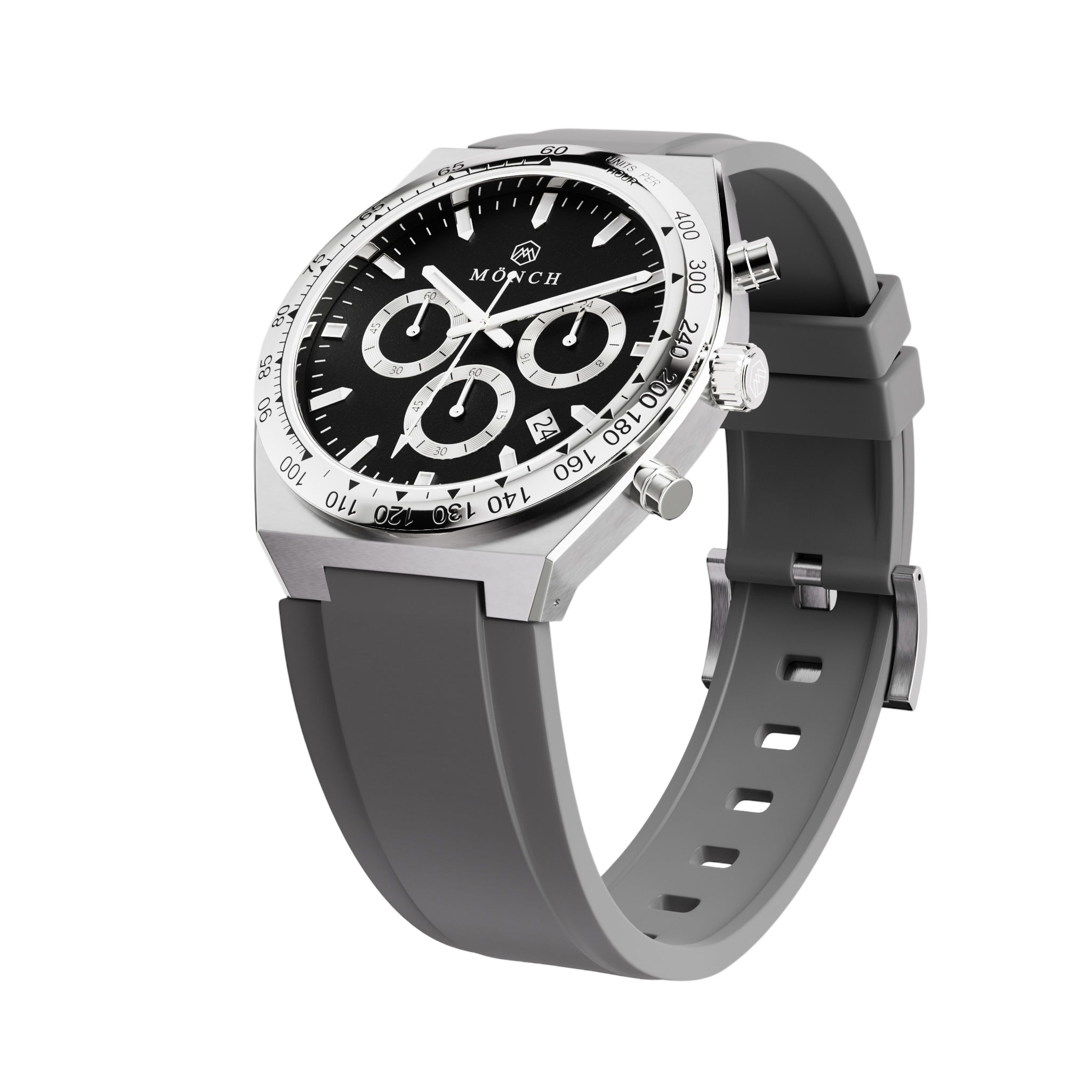 Time-Master, Noir-Men's Watch - 42mm - 5ATM Water Resistant - Chronograph - Stainless Steel -MÖNCH