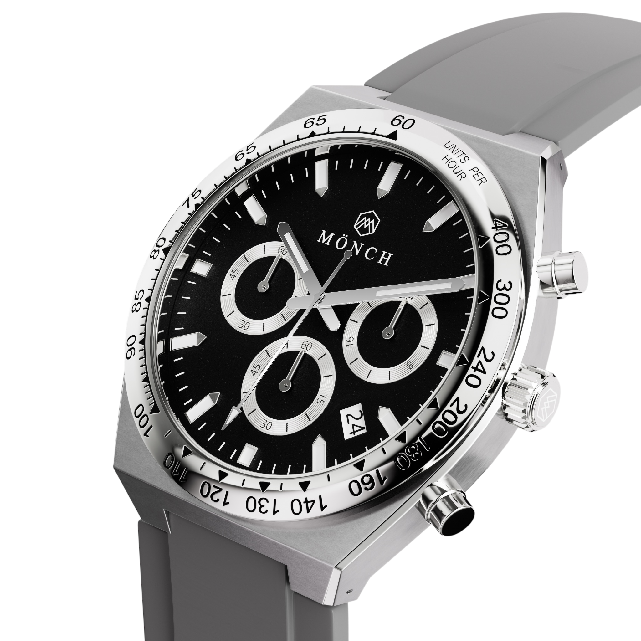 Time-Master, Noir-Men's Watch - 42mm - 5ATM Water Resistant - Chronograph - Stainless Steel -MÖNCH