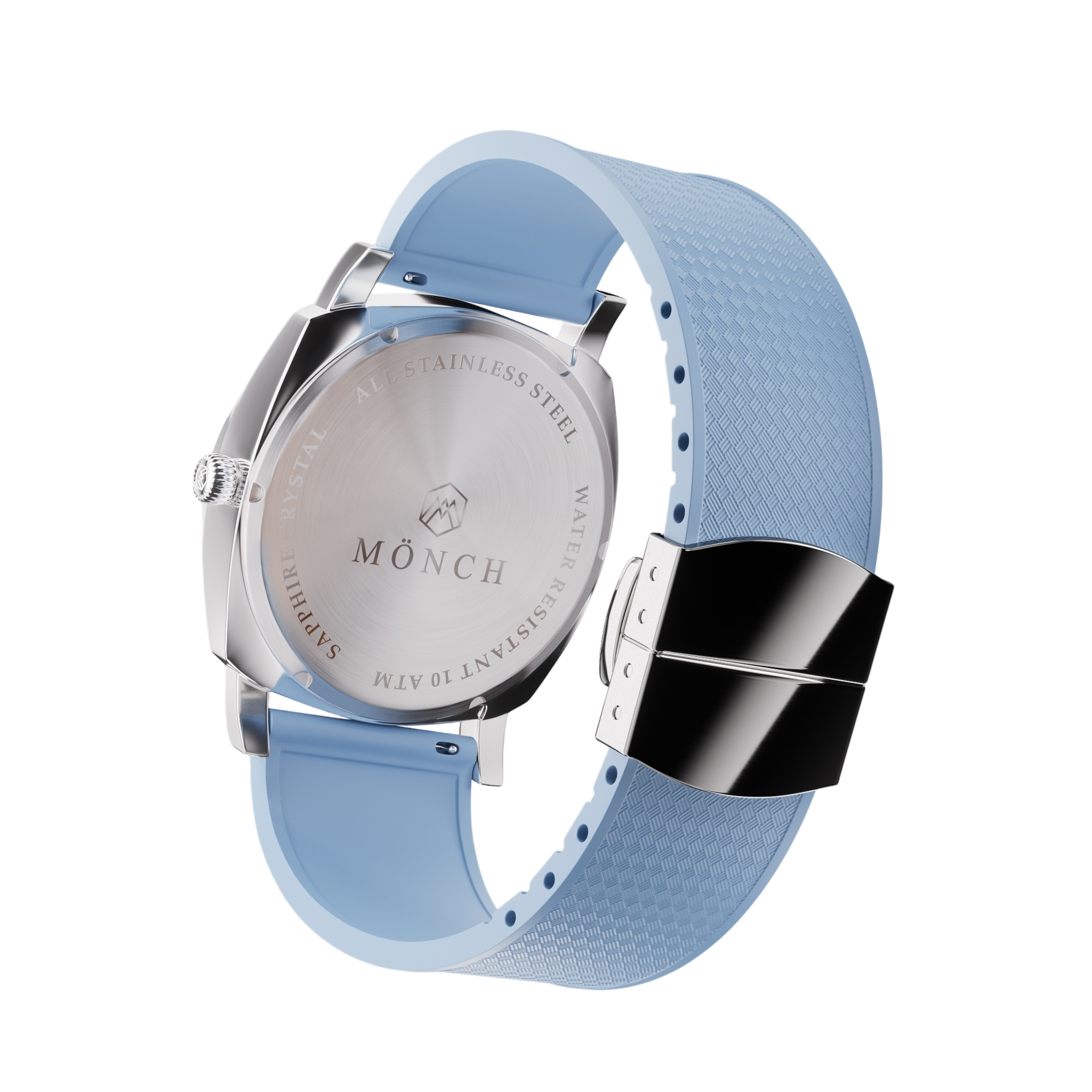Timeless, Blue Rubber-Men's White Dial Watch - 40mm - 10ATM Water Resistant - MÖNCH