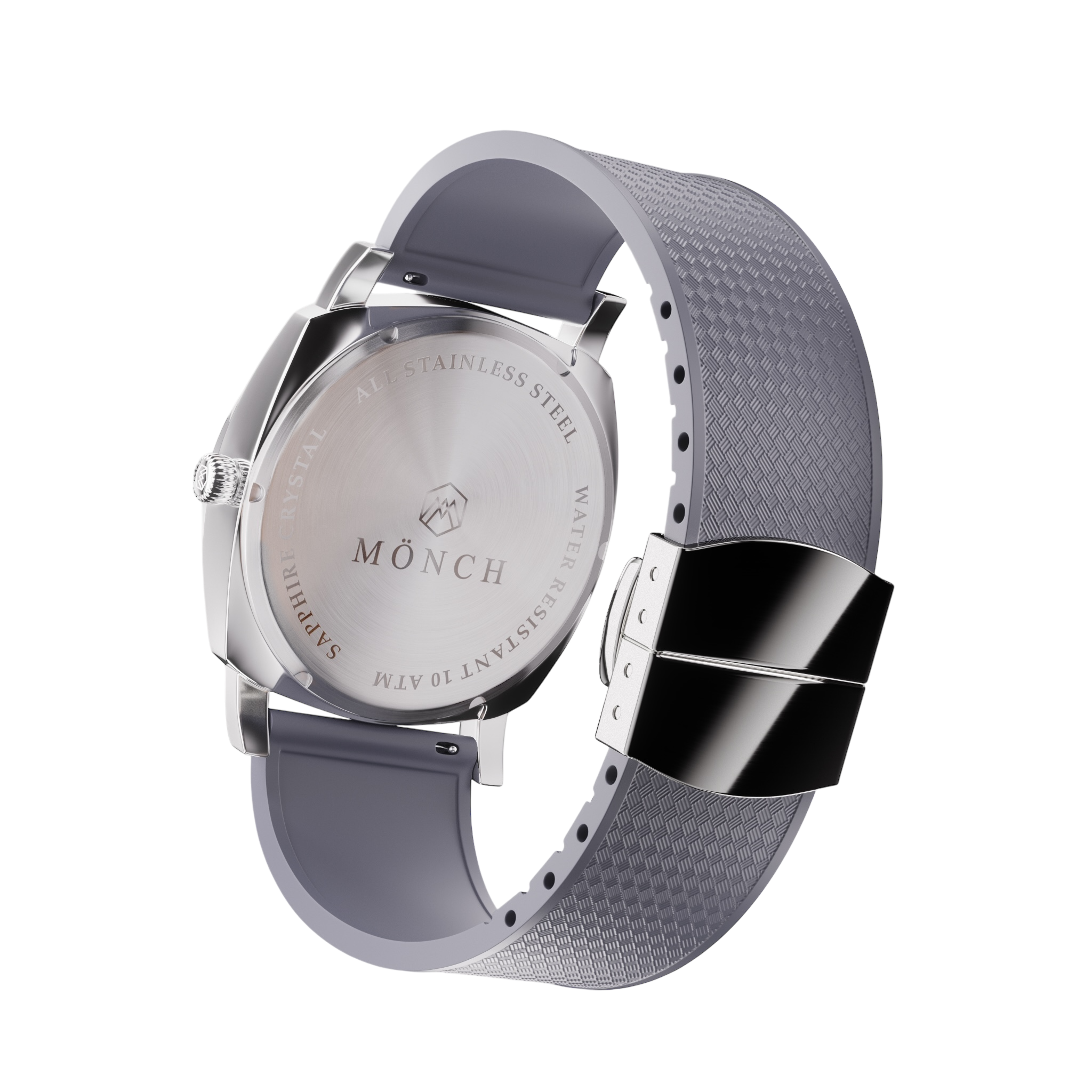 Timeless, Grey Rubber-Men's White Dial Watch - 40mm - 10ATM Water Resistant - MÖNCH