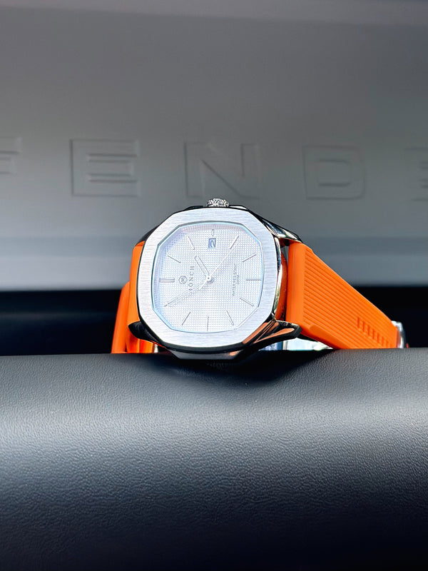 Timeless, Orange Rubber Strap