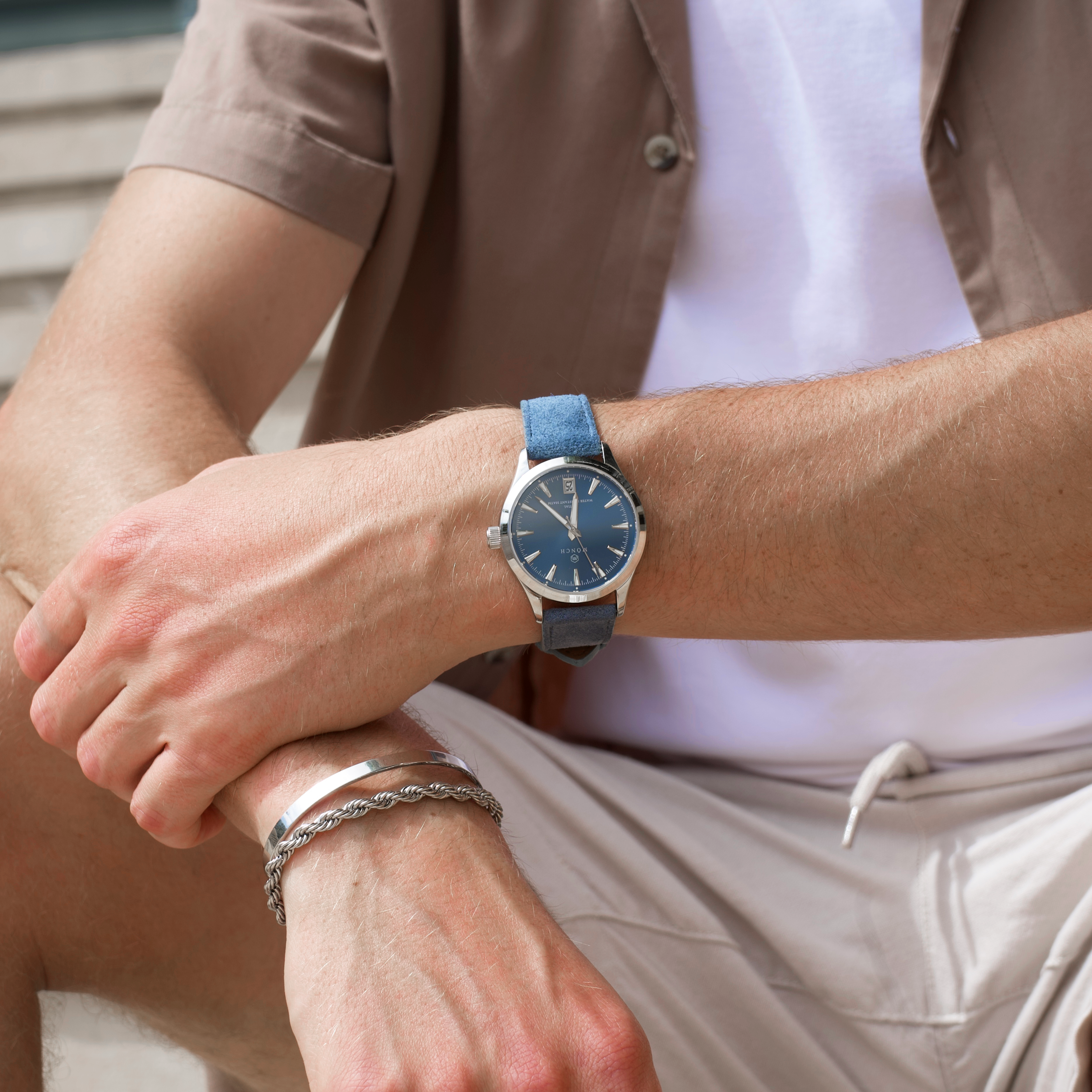 Blue Suede Strap-20mm - Hybrid - Watch Strap - compatible with Time-Contra 41 & Initial 40 - MÖNCH