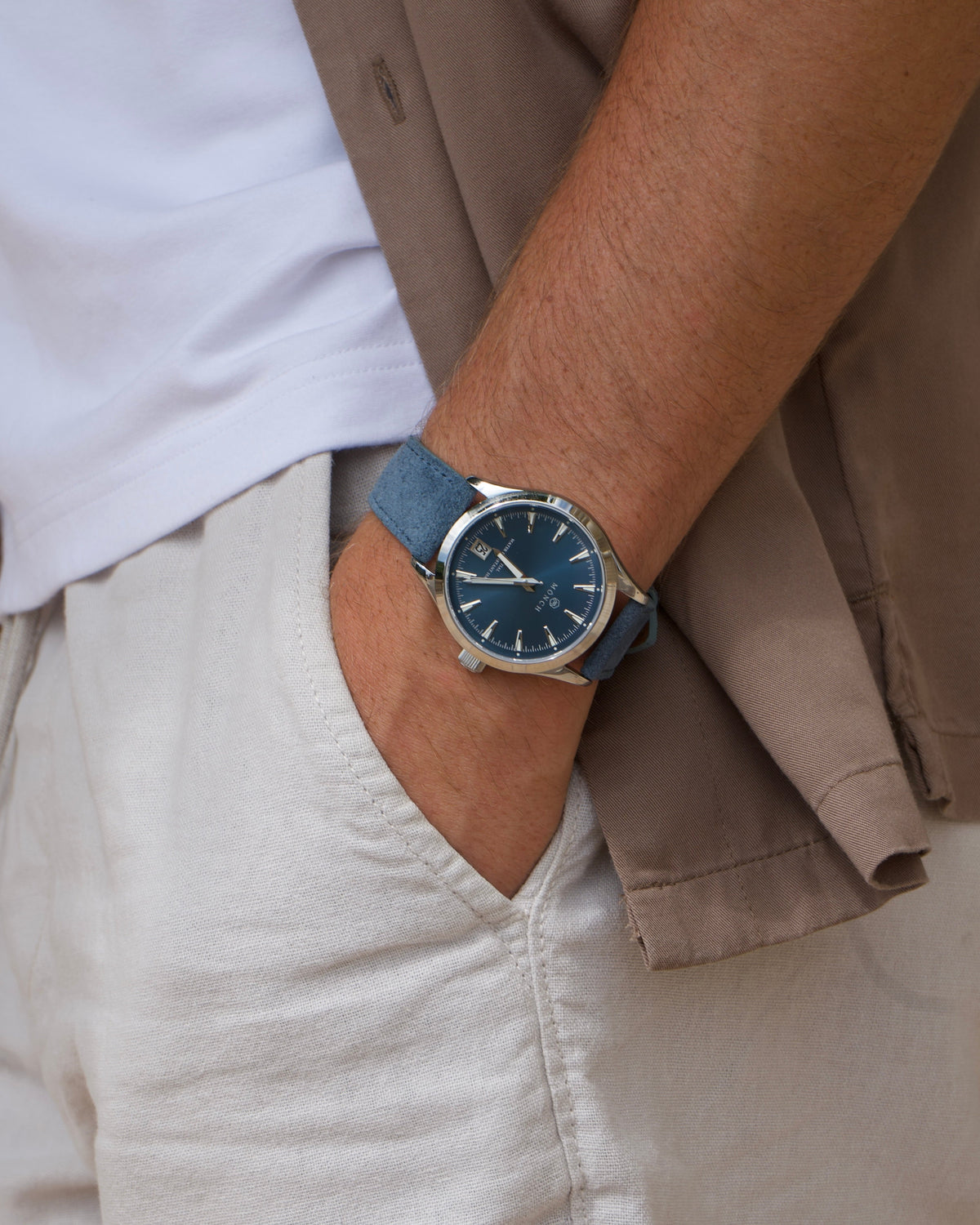 Blue Suede Strap-20mm - Hybrid - Watch Strap - compatible with Time-Contra 41 & Initial 40 - MÖNCH