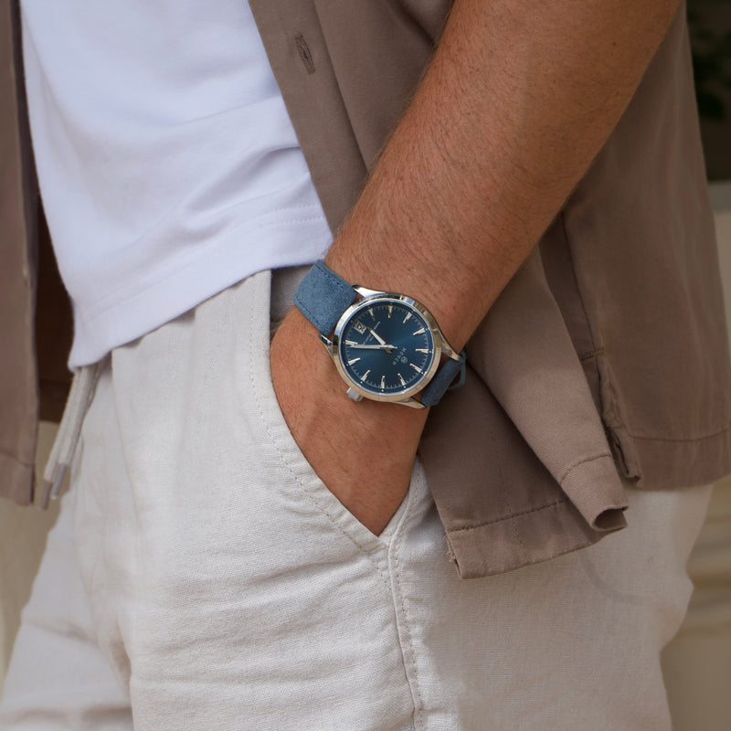 Blue Suede Strap-20mm - Hybrid - Watch Strap - compatible with Time-Contra 41 & Initial 40 - MÖNCH