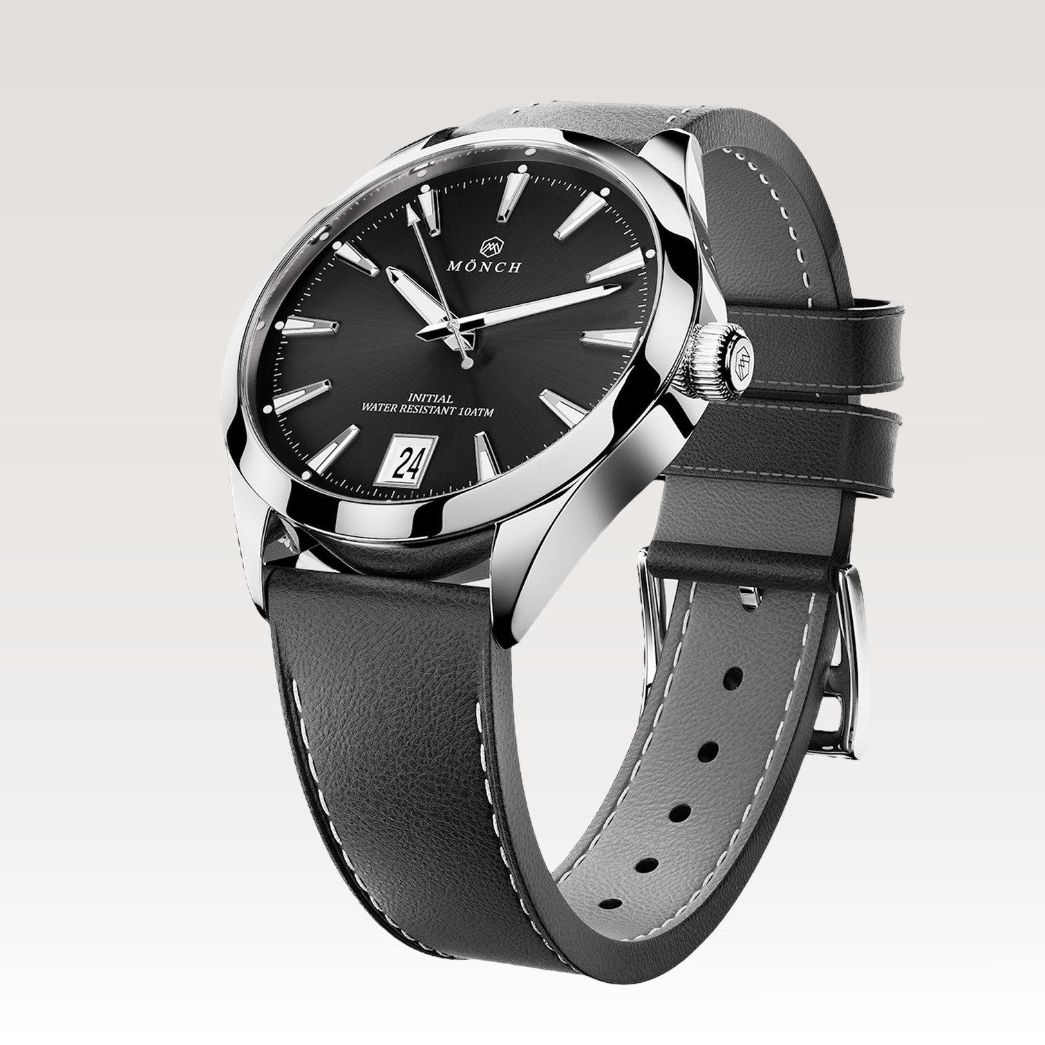 INITIAL, NOIR BLACK LEATHER