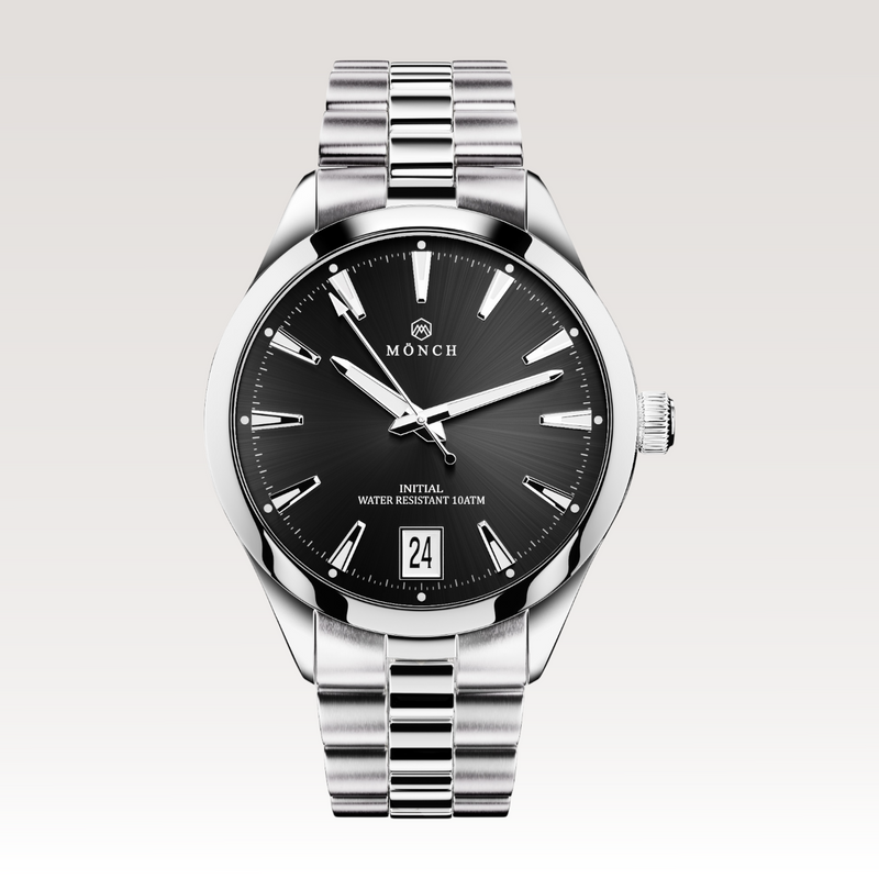 INITIAL, NOIR-Men's 40mm Dial - 10ATM Water Resistant - Date - Stainless Steel - MÖNCH