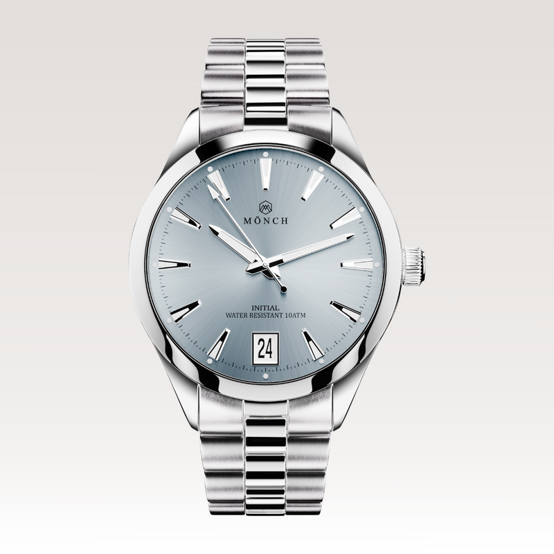 INITIAL, ARCTIC BROWN LEATHER-Men's 40mm Dial - 10ATM Water Resistant - Date - Stainless Steel - MÖNCH