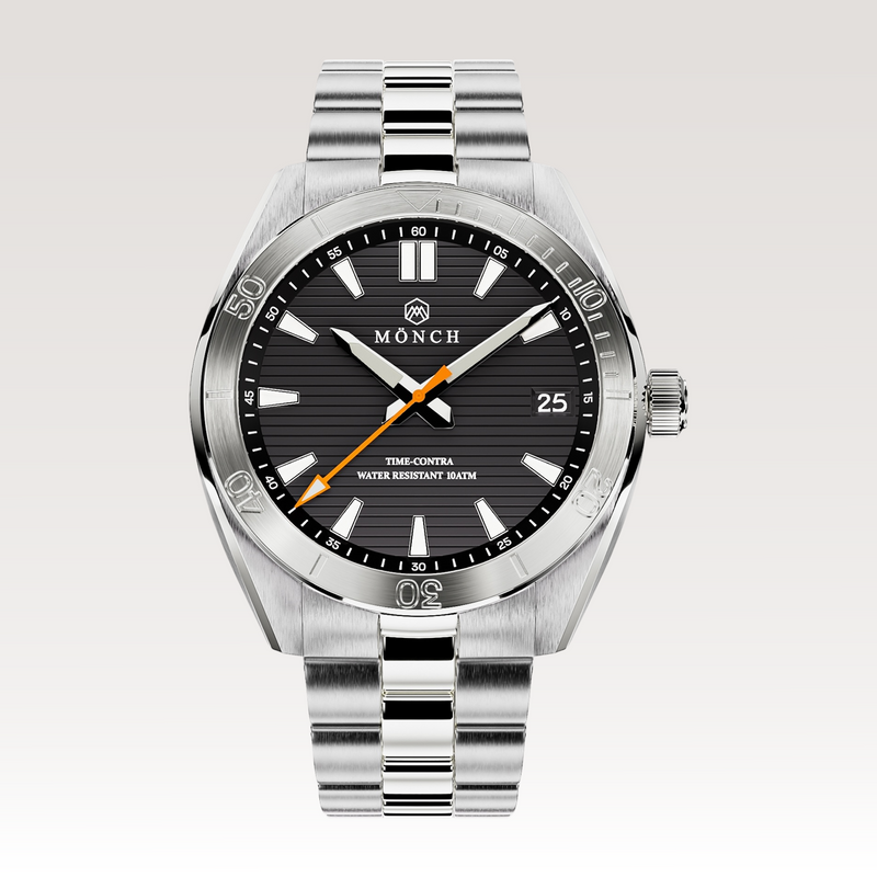 Time-Contra, Noir-Men's 41mm Watch - 10ATM Water Resistant - Stainless Steel - MÖNCH
