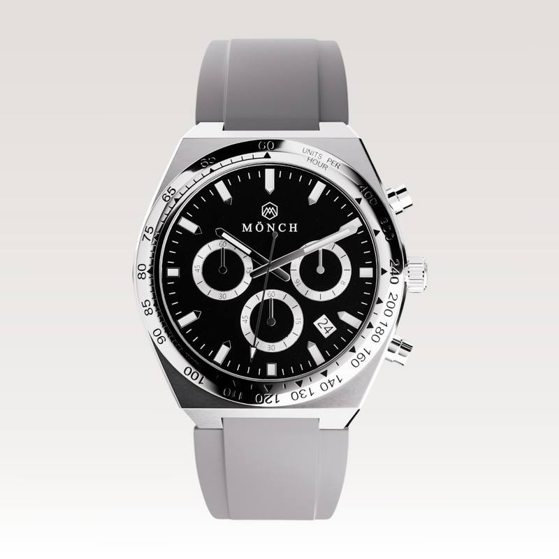 Time-Master, Noir-Men's Watch - 42mm - 5ATM Water Resistant - Chronograph - Stainless Steel -MÖNCH